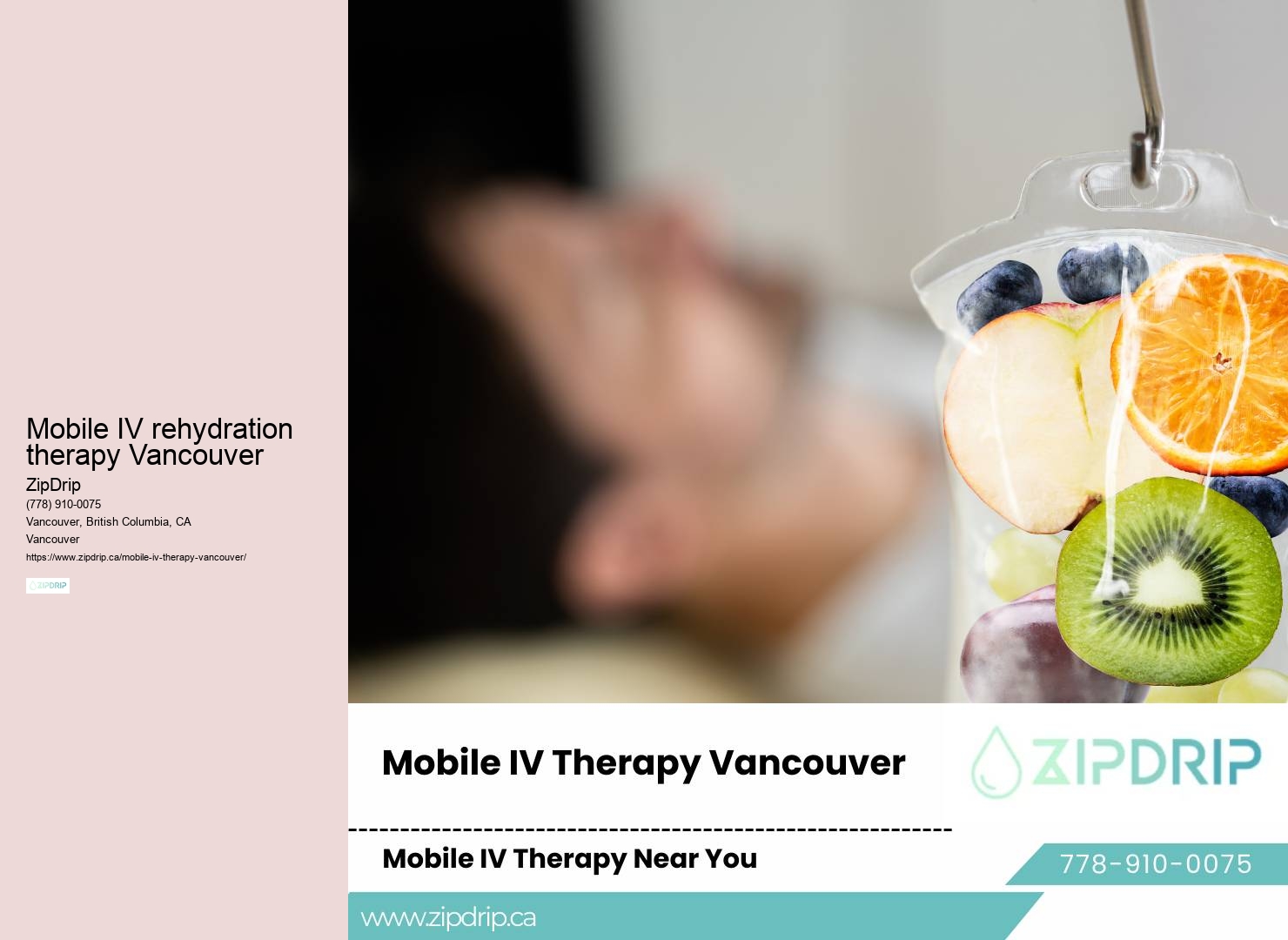 Mobile hydration IV Mobile IV rehydration therapy Vancouver
