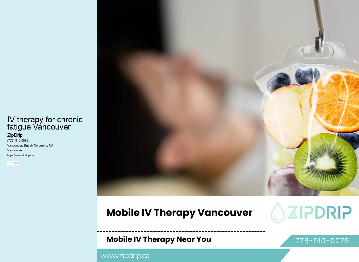 IV therapy for chronic fatigue Vancouver IV infusion drip therapy
