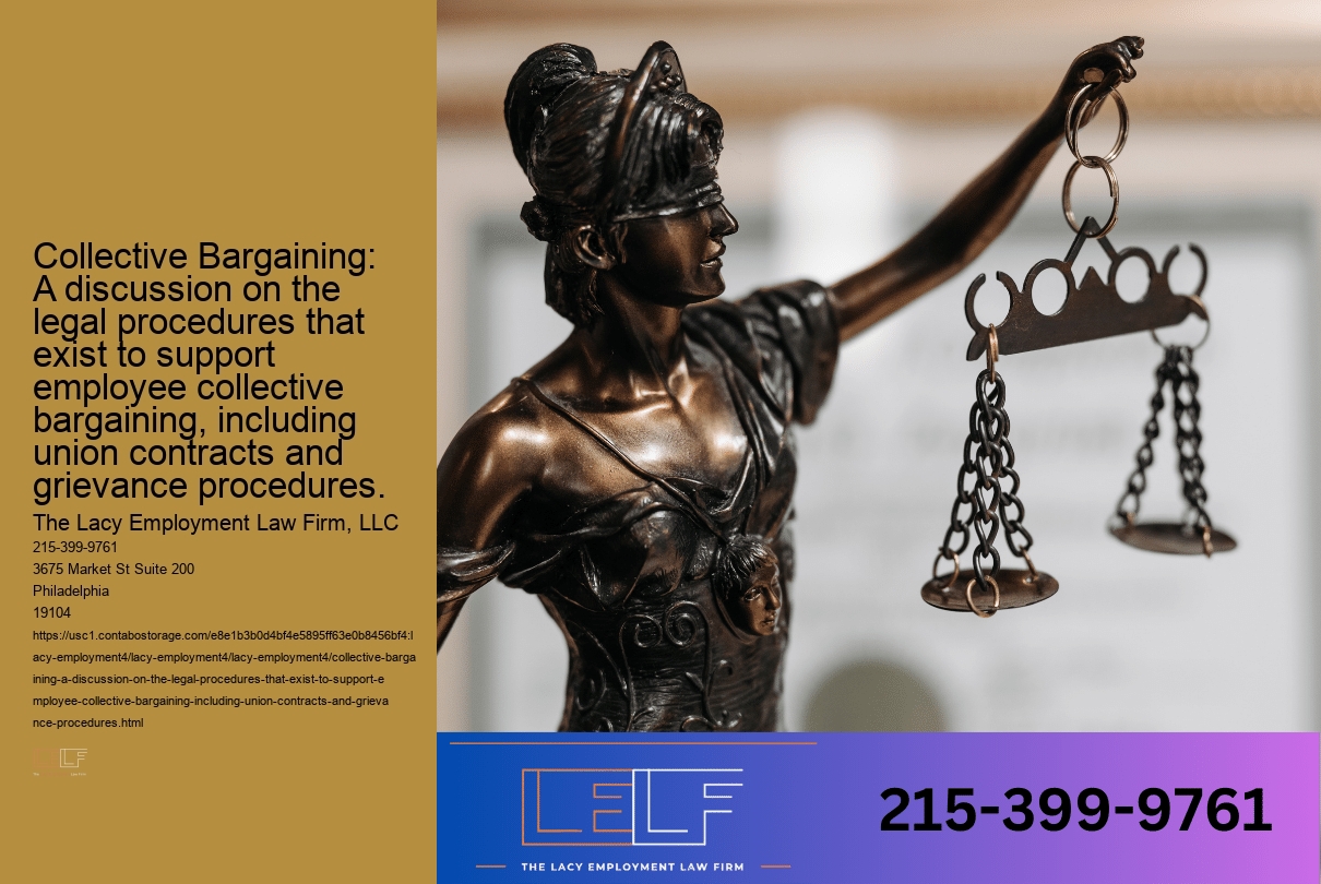 Collective Bargaining: A discussion on the legal procedures that exist to support employee collective bargaining, including union contracts and grievance procedures.