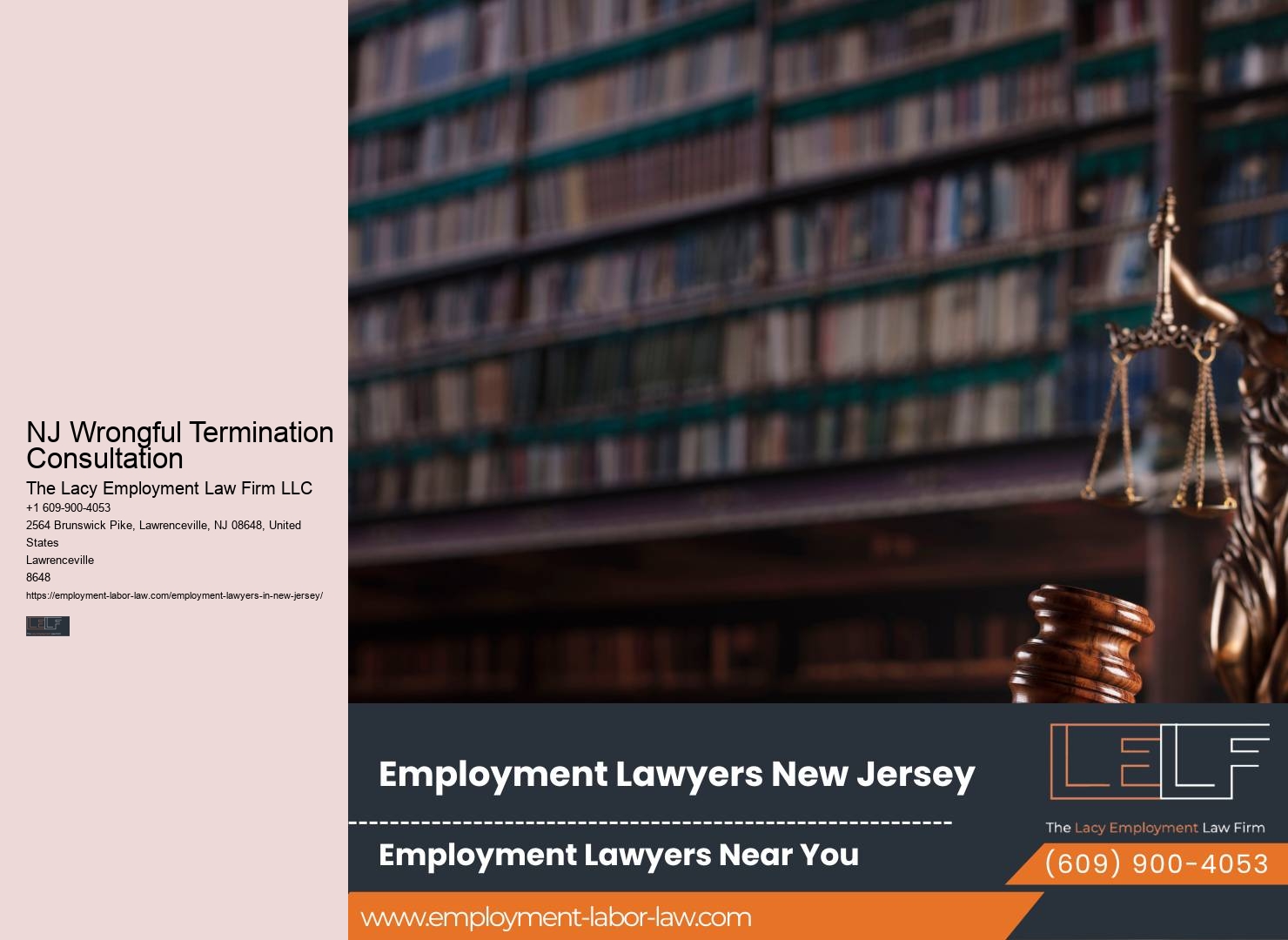 NJ Wrongful Termination Consultation Employment Law Representation