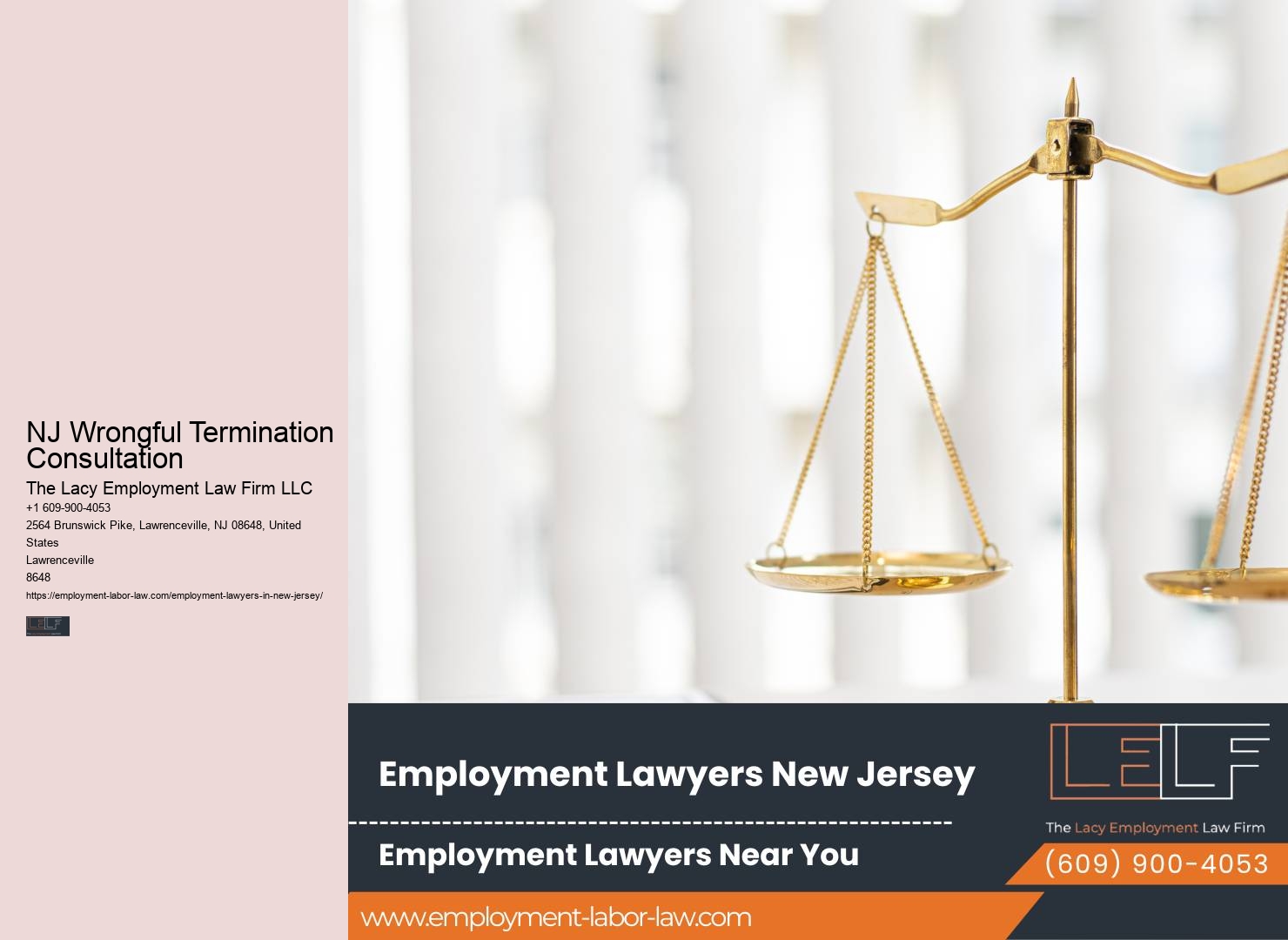 NJ Wrongful Termination Consultation Employee Legal Representation