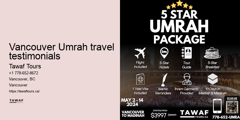 Tawaf Tours Vancouver Umrah pilgrimage deals booking