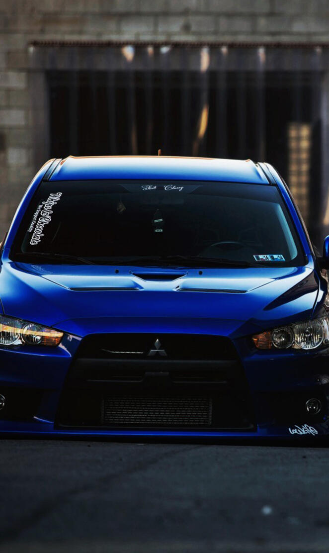 Blue Mitsubishi EVO