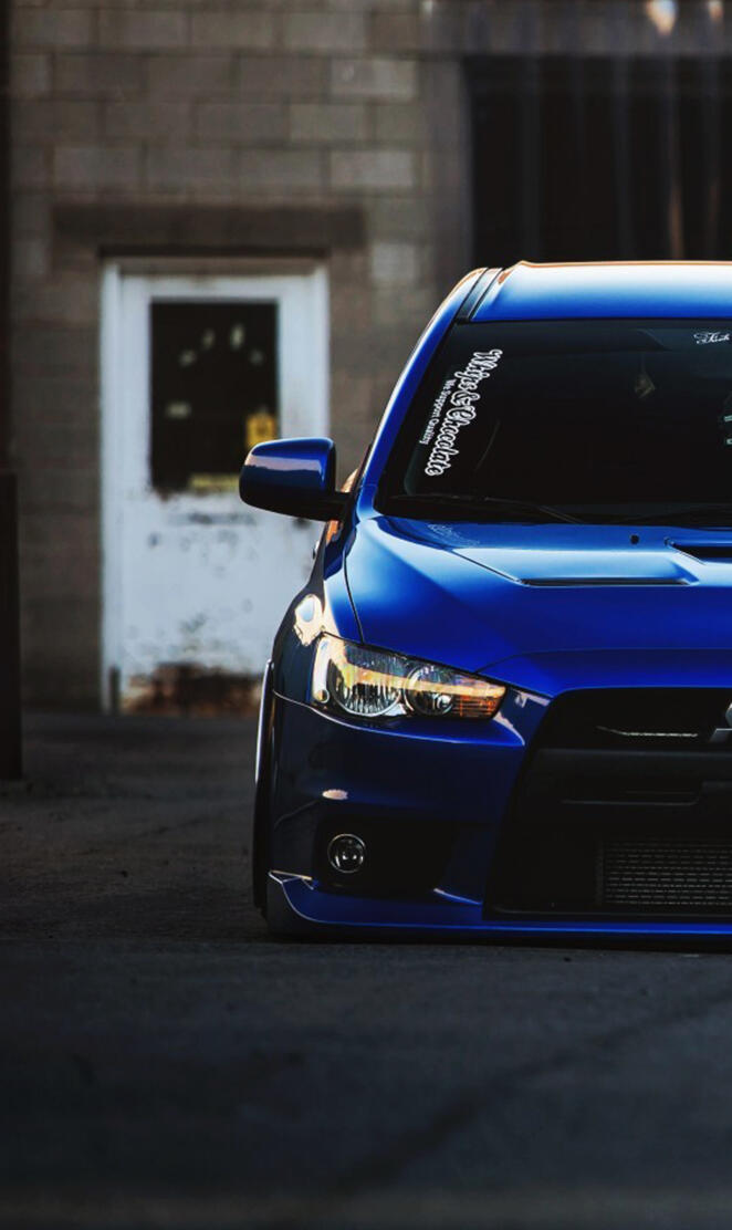 Blue Mitsubishi EVO