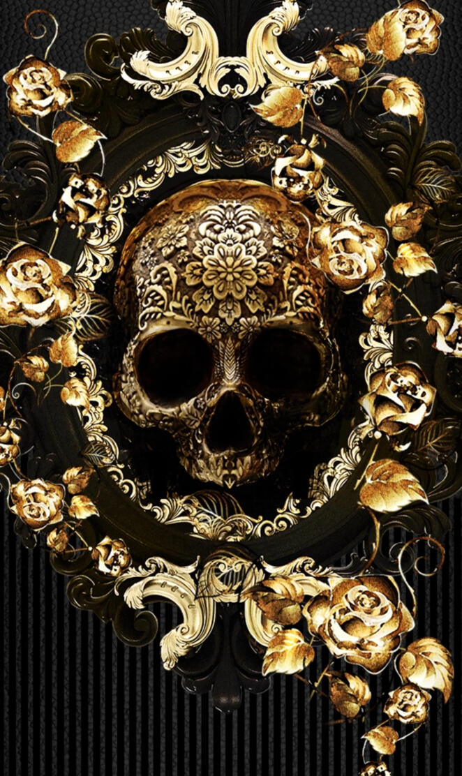 Golde flower Skull 