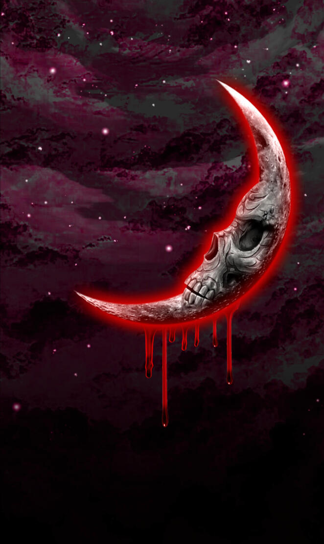 Red skull moon
