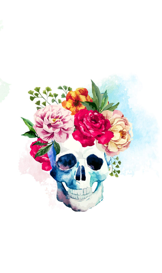 Skull and Flowers