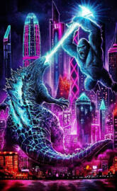 Godzilla vs Kong neon