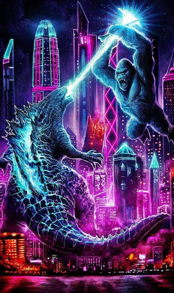 Godzilla vs Kong neon