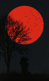 Red Moon and tree