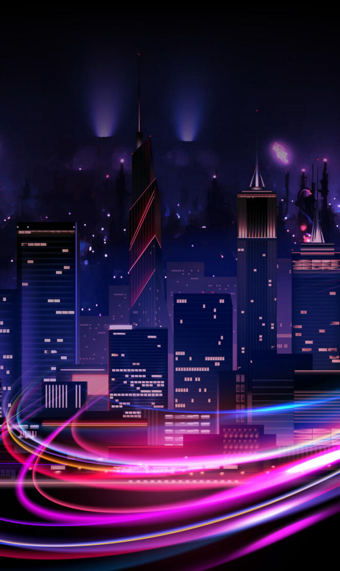 Neon city: fast lights