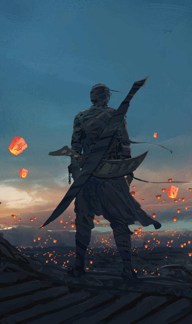 Warrior and Lanterns