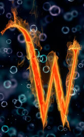 letter W under water