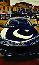 Pakistani flag in car