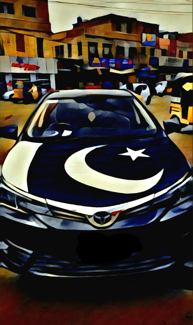 Pakistani flag in car