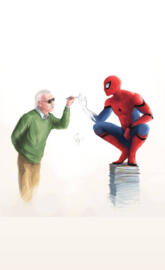 Stan lee drawing spidy