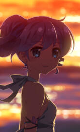 Anime-girl-sunset