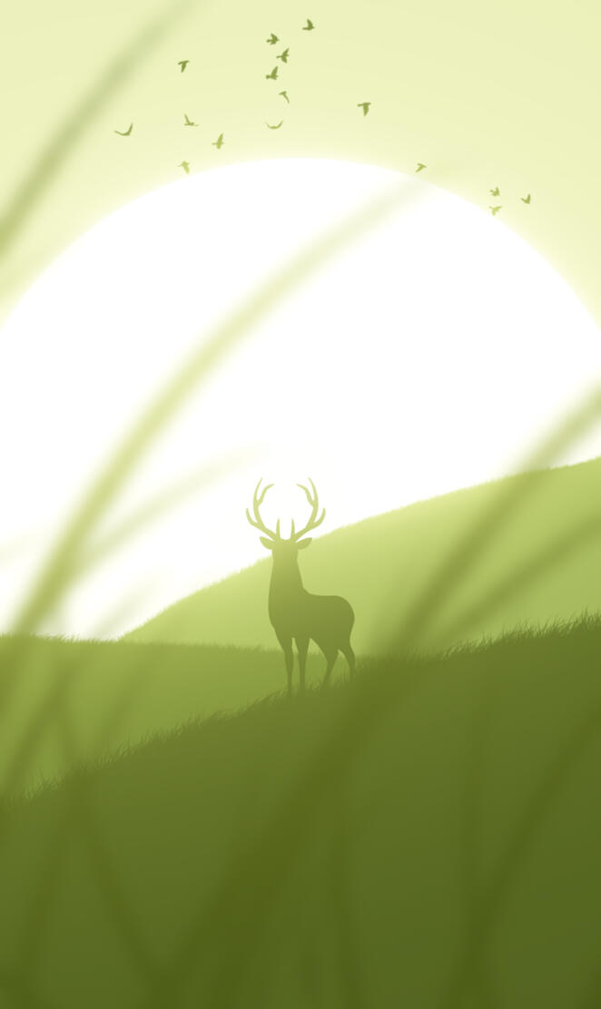 Minimal Deer Sunset