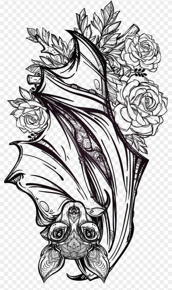 Bat with roses