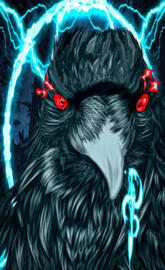 Black crow fire eyes