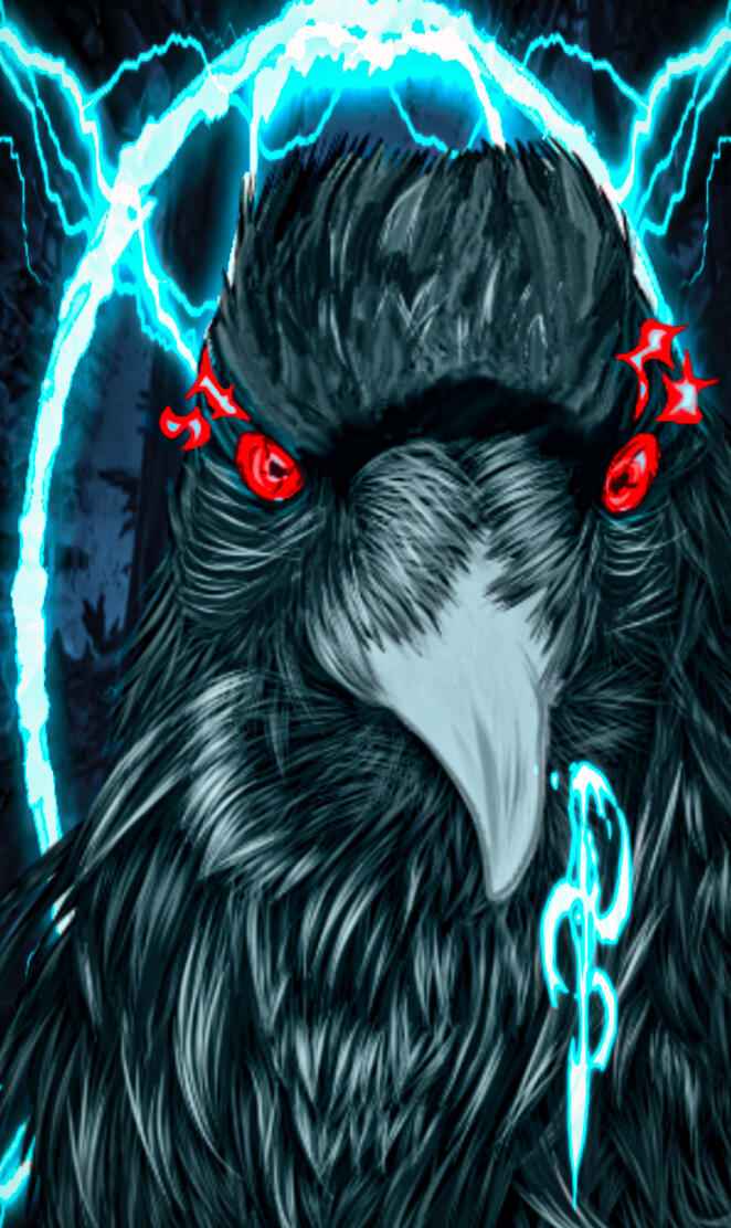 Black crow fire eyes