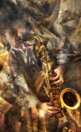 Playing saxophone