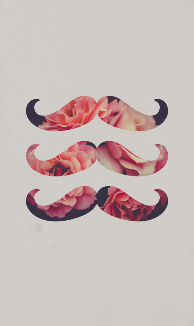 Floral Mustache Trio