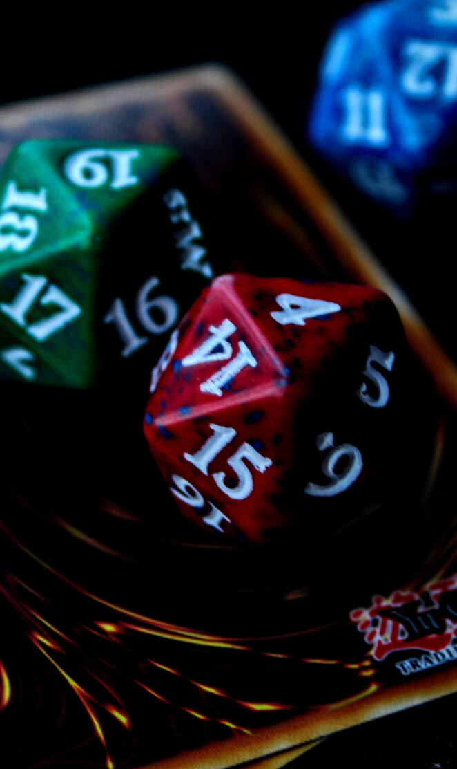 Yugioh card and dice