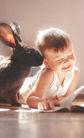 cute rabbit n child