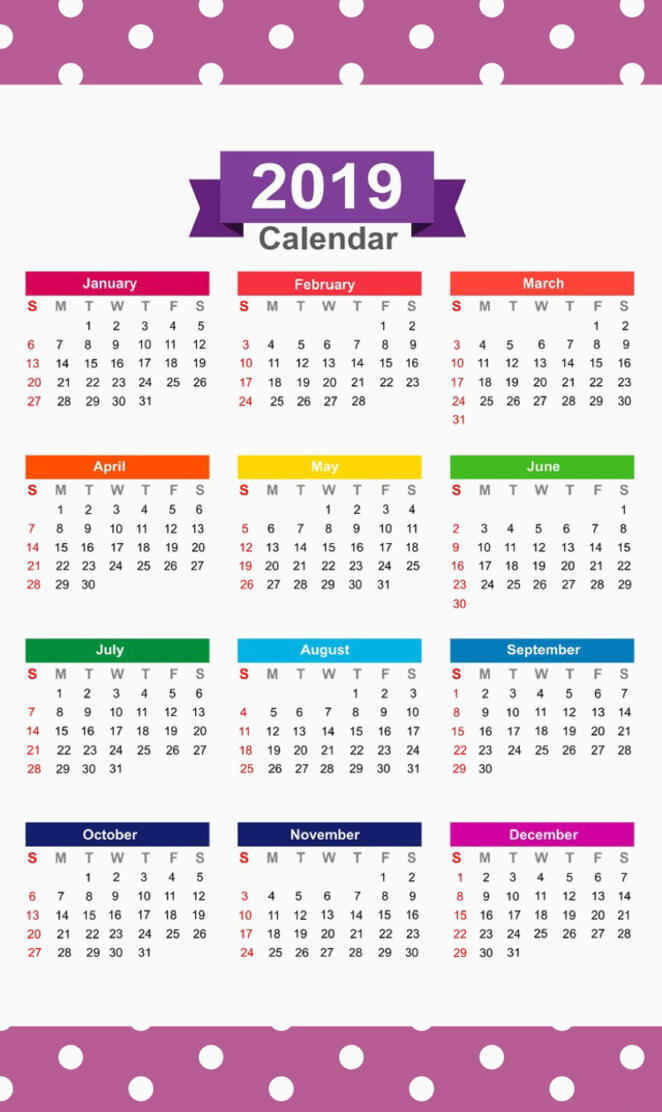 2019 Calendar v11