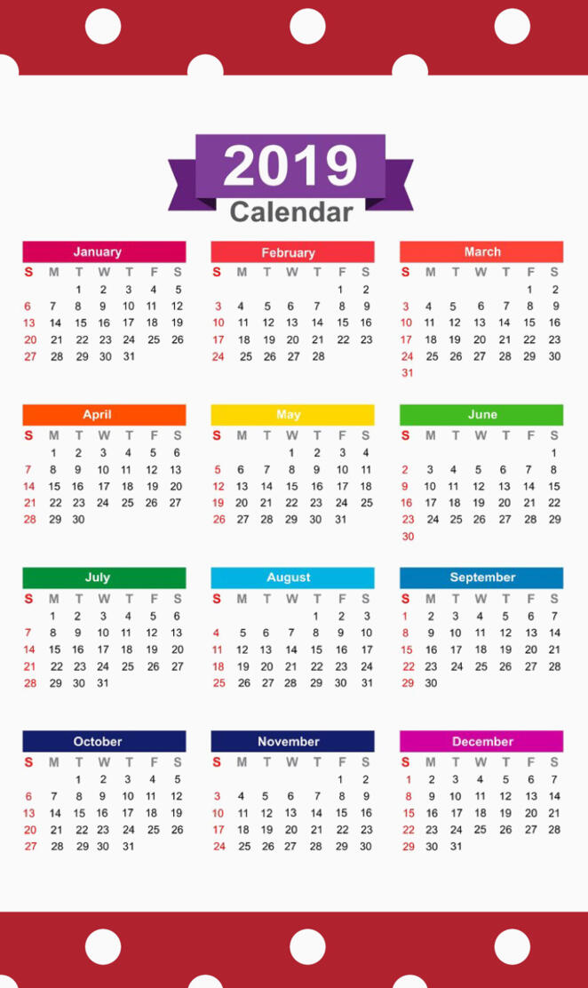 2019 Calendar v10