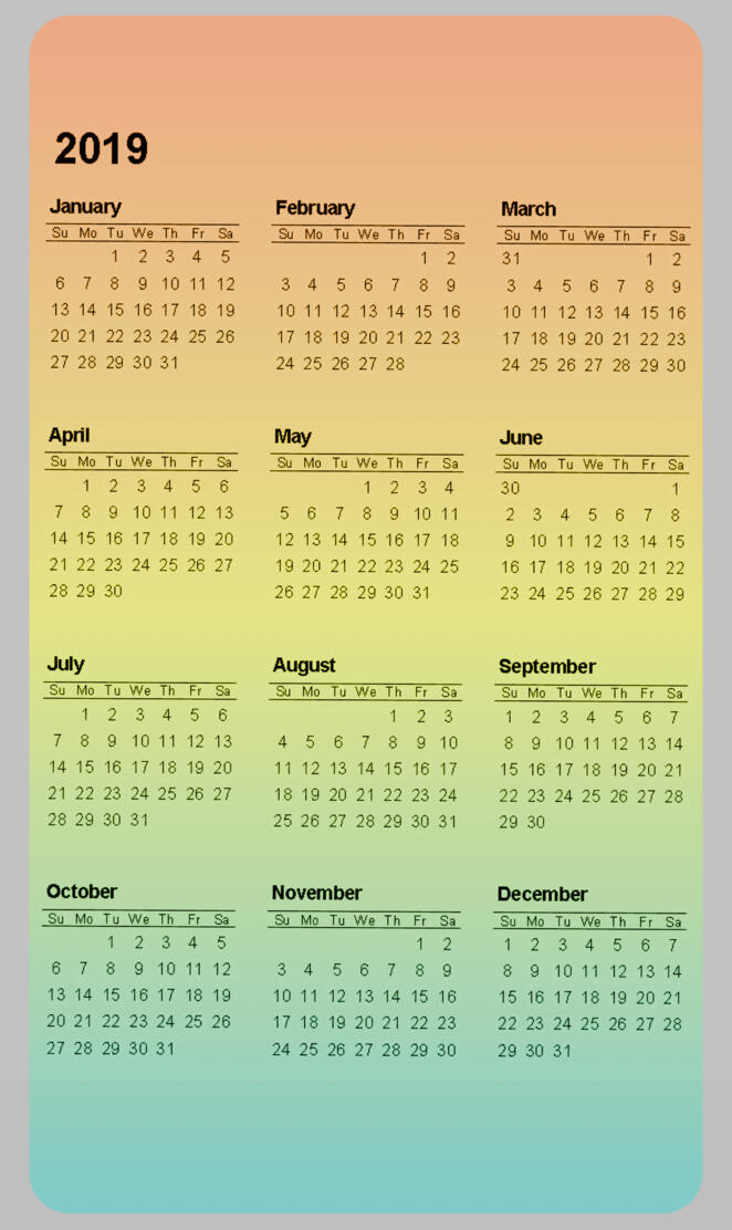 2019 LBGT CALENDAR