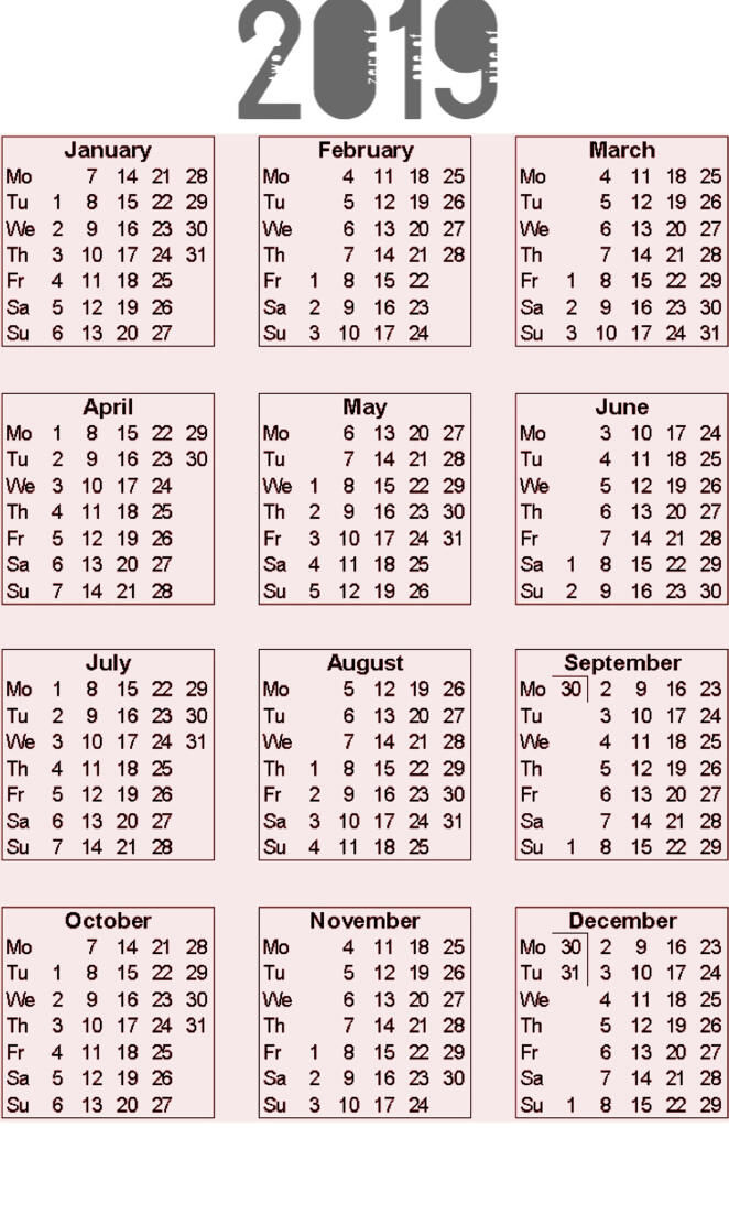 Calendar 2019 v3
