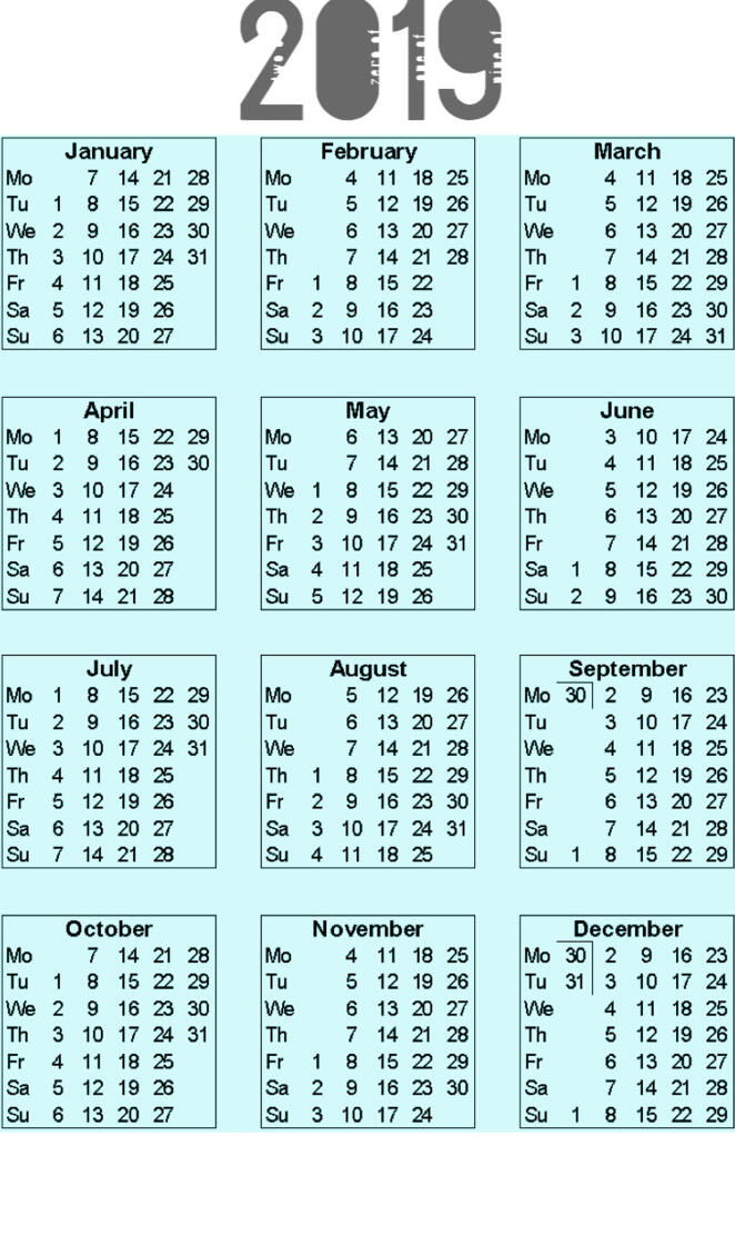 Calendar 2019 v2