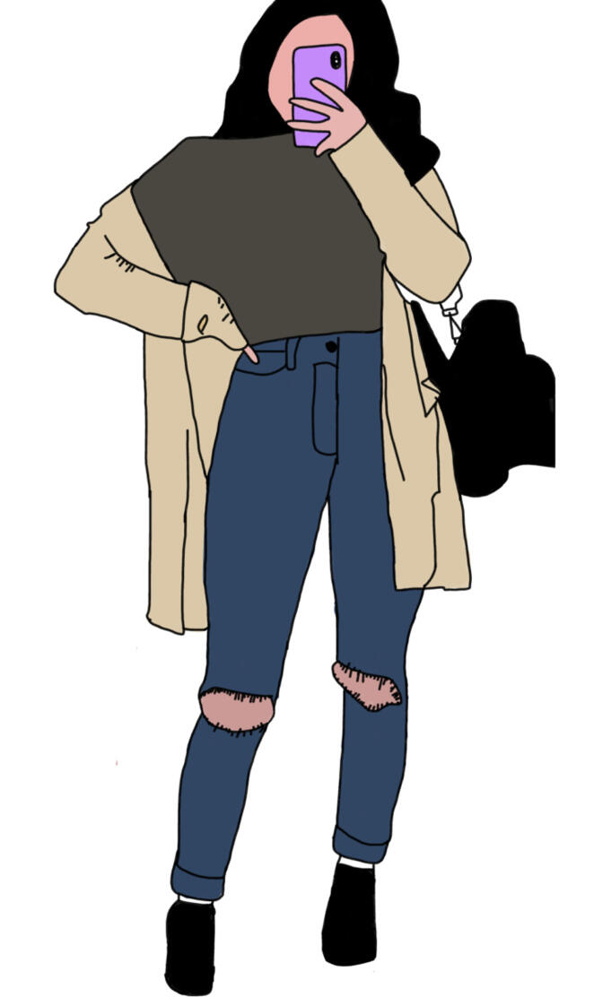 Female mirror selfie