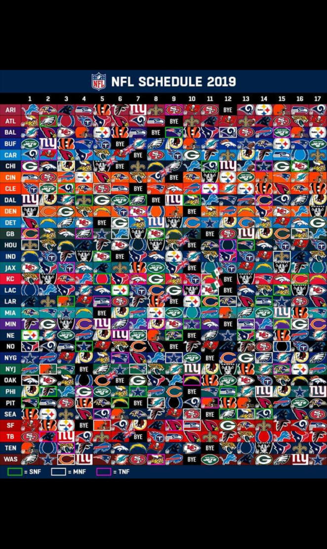 NFL 2019 SCHEDULE