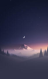 Moon and mountain
