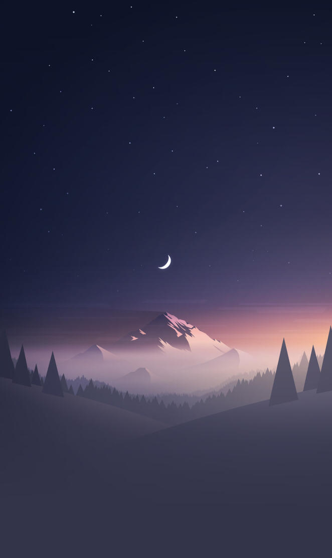 Moon and mountain
