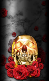 Black rose Gold Skull