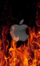 Apple logo on fire