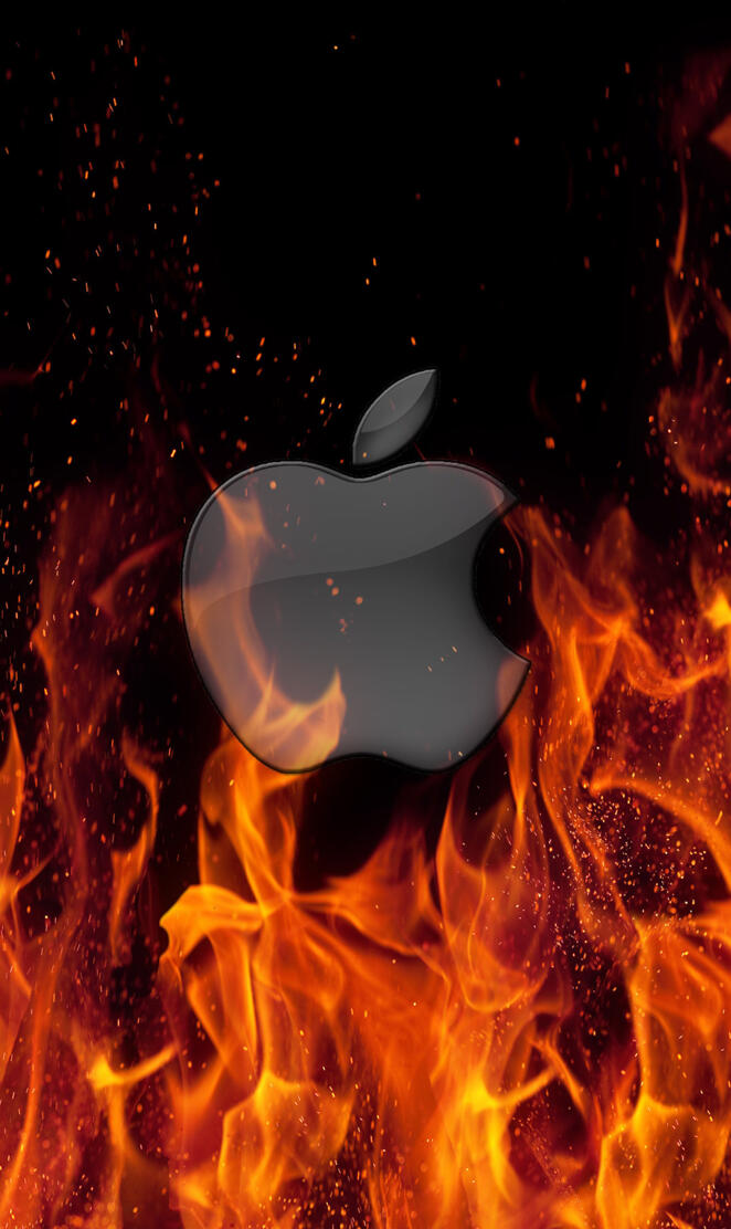 Apple logo on fire
