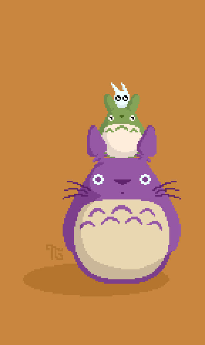 3 Pixel Totoro Ornge