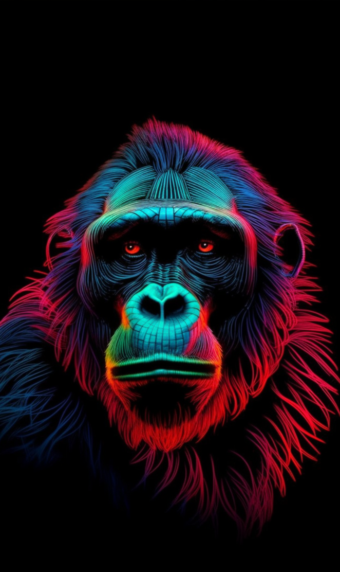 neon moneky colorful