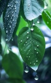 nature leafs water droplits