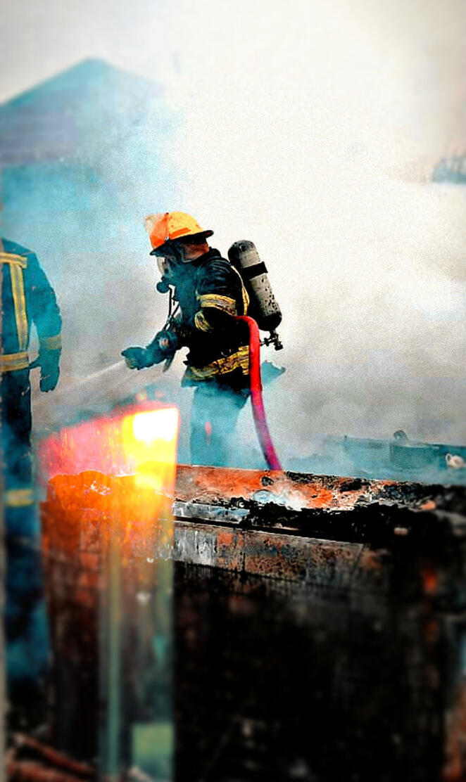 Firefighter working