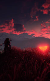 Aloy watching sunrise