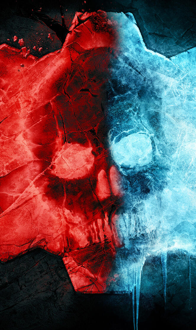 Red and Blue Skull