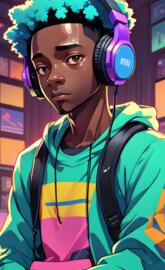 Kid listening to music