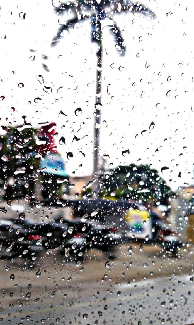 Rain shower on glass