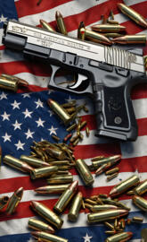 American flag with glocks